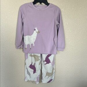 Kids Llama Pajama Set - Purple and White